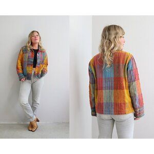 2000's Vintage Travel Smith Patchwork Woven Coat ~ Women's Small to Medium SM MD